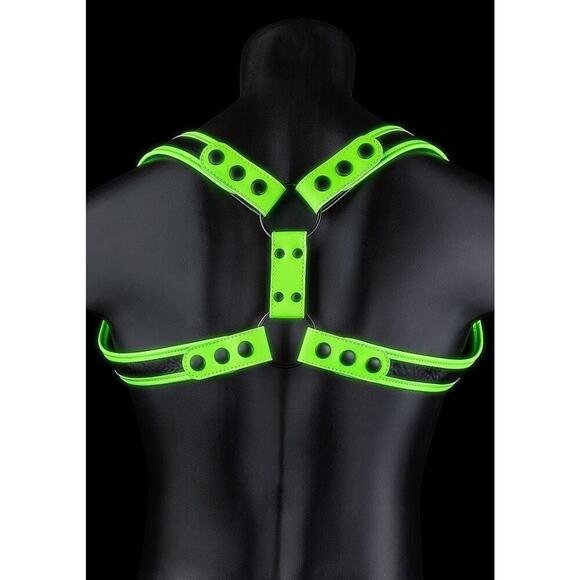 🦋B2G1🦋OUCH! Glow In The Dark NEON GREEN Bonded Leather Sling Harness | S/M | - Picture 4 of 8
